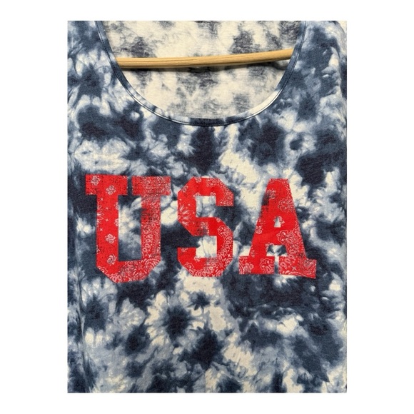 Lane Bryant "USA" Tie-Dye Knotted Waist T Shirt Tank in Size 18/20 NEW - Picture 15 of 16